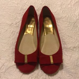 Red suede Michael Kors slides